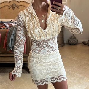 💕New Elegant Lace Cream Dress💕